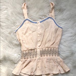 Cream/blue tank